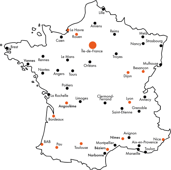 Carte de France des projets d'Inati